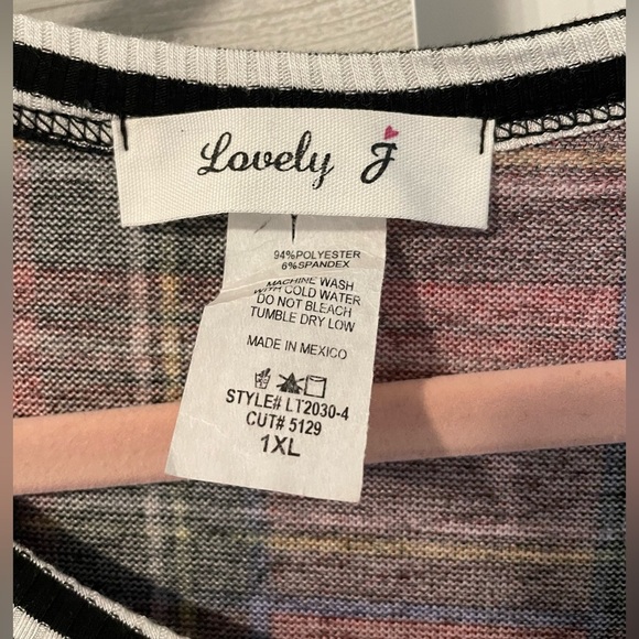 Plaid and Striped Long Sleeve Top-Lovely J - Picture 3 of 3